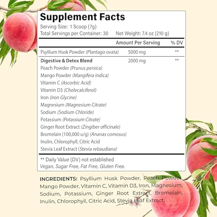 BloomBoost Psyllium Husk Powder | Tropical Flavored Psyllium Husk Powder for Digestive Health & Gut Support | Sugar Free Supplement for Keto & Vegan Diets | 30-Day Supply - Image 2