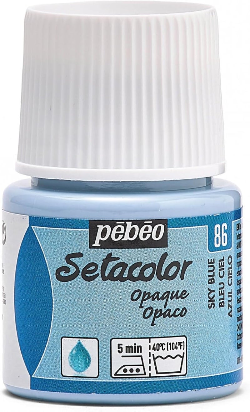 Pebeo Setacolor Opaque Fabric Paint, 45ml, Sky Blue - Image 1