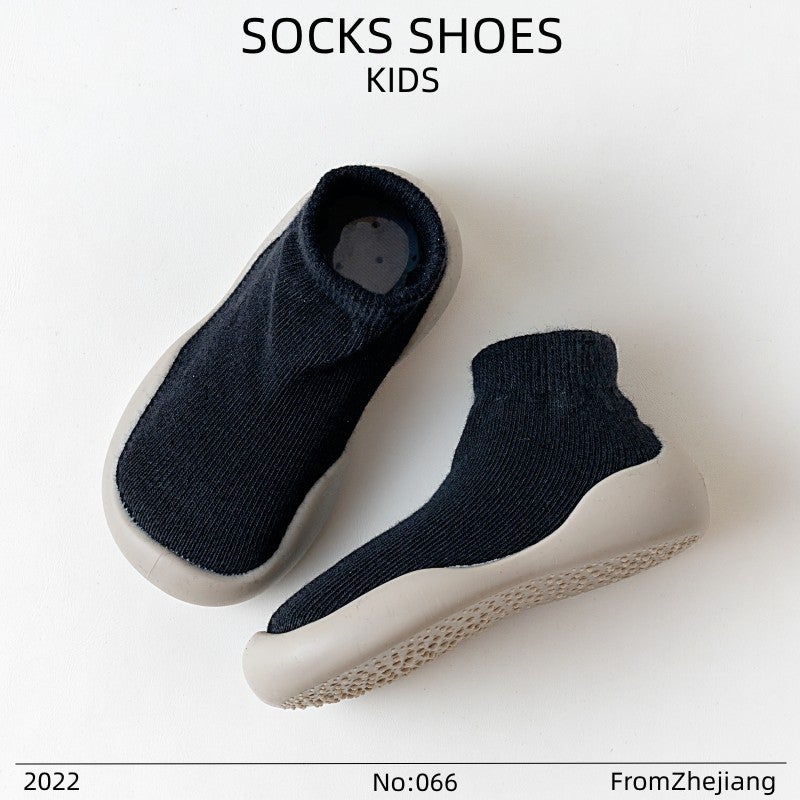 Kids Cartoon Cotton Non-slip Floor Socks Spring Black (gray knitted) 