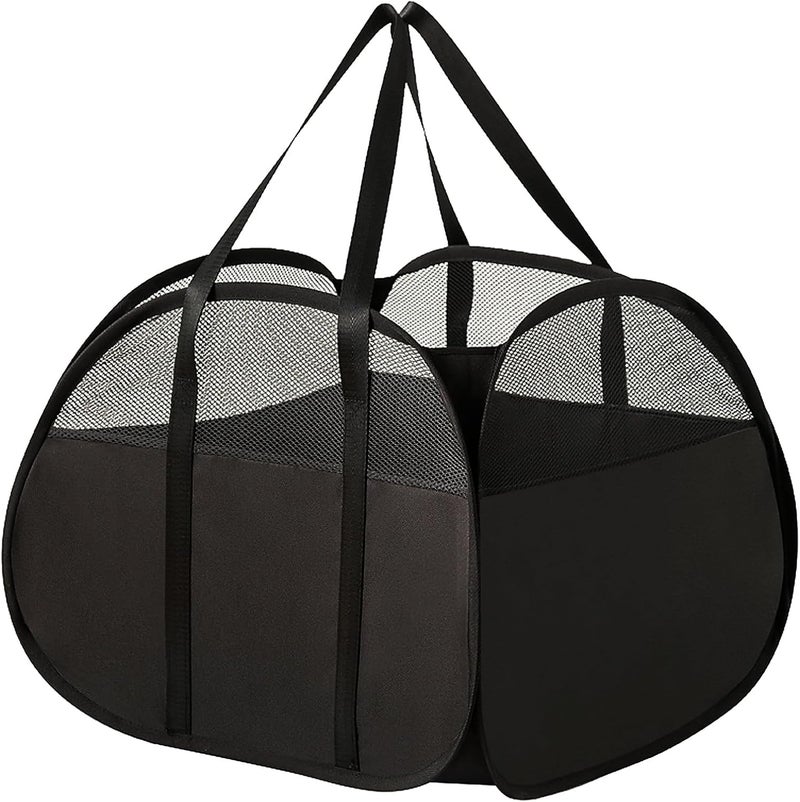 BATTOO Collapsible Laundry Baskets, Tear Proof Pop Up Laundry Hamper with Large Capacity, Sturdy Foldable Laundry Basket, Easy to Carry Laundry Hamper for Home, Laundry Room, Bedroom, Dorm, Travel Black - Image 1