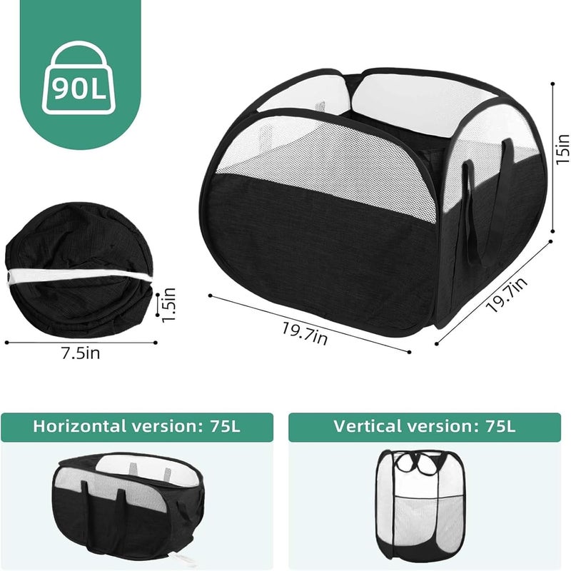BATTOO Collapsible Laundry Baskets, Tear Proof Pop Up Laundry Hamper with Large Capacity, Sturdy Foldable Laundry Basket, Easy to Carry Laundry Hamper for Home, Laundry Room, Bedroom, Dorm, Travel Black - Image 3