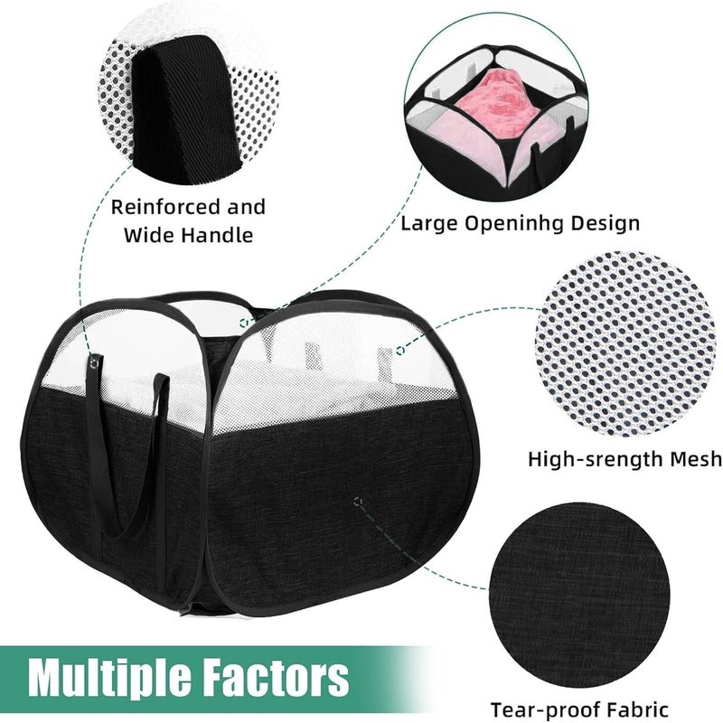 BATTOO Collapsible Laundry Baskets, Tear Proof Pop Up Laundry Hamper with Large Capacity, Sturdy Foldable Laundry Basket, Easy to Carry Laundry Hamper for Home, Laundry Room, Bedroom, Dorm, Travel Black - Image 5