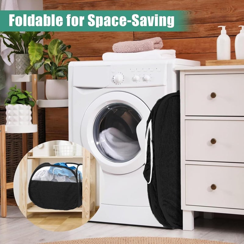 BATTOO Collapsible Laundry Baskets, Tear Proof Pop Up Laundry Hamper with Large Capacity, Sturdy Foldable Laundry Basket, Easy to Carry Laundry Hamper for Home, Laundry Room, Bedroom, Dorm, Travel Black - Image 4