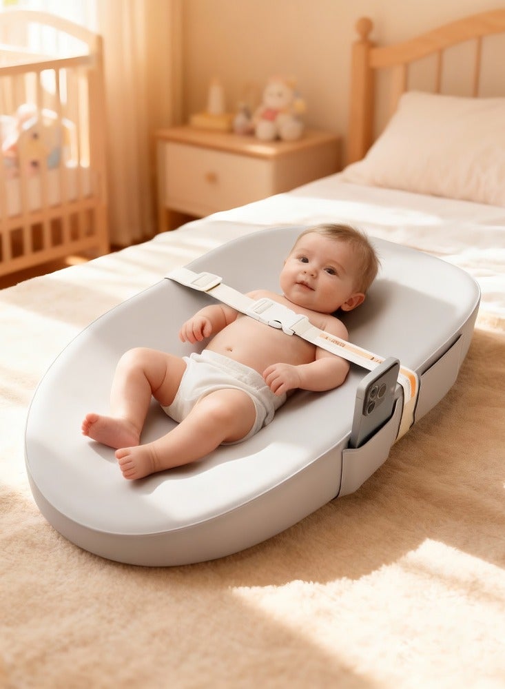 WALALLA Baby Changing Pad with Wipeable & Waterproof PU Cover, Contoured Diaper Changing Pad for Dresser with Non-Slip Safety Belt, Portable and Lightweight, Large Cushioned Foam, Grey - Image 2