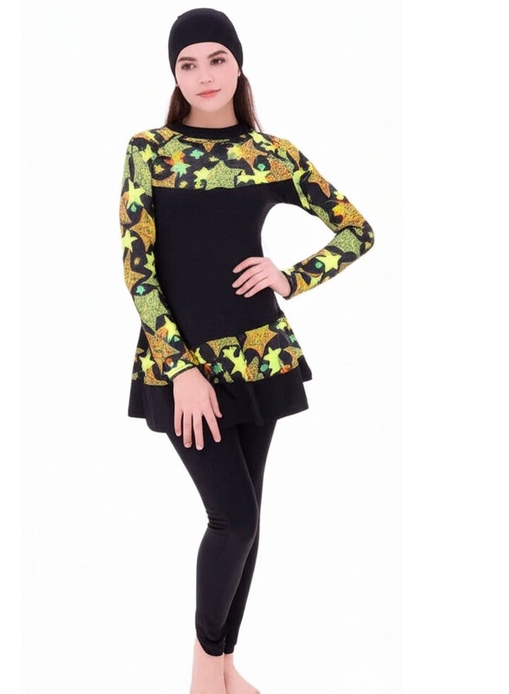 مايوه سباحة بناتي من قطعتين، خامة مريحة وسريعة الجفاف.