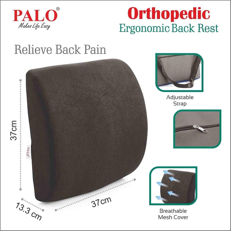 PALO Premium Ergonomic Backrest with Memory Foam Black - Image 2