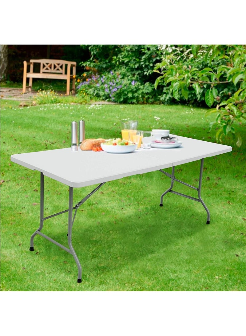 DubaiGallery 6ft Folding Table Plastic Fold in Half w/Handle Heavy Duty Portable Indoor Outdoor for Garden Party Picnic Camping BBQ Dining Kitchen Wedding Market Events - Image 3