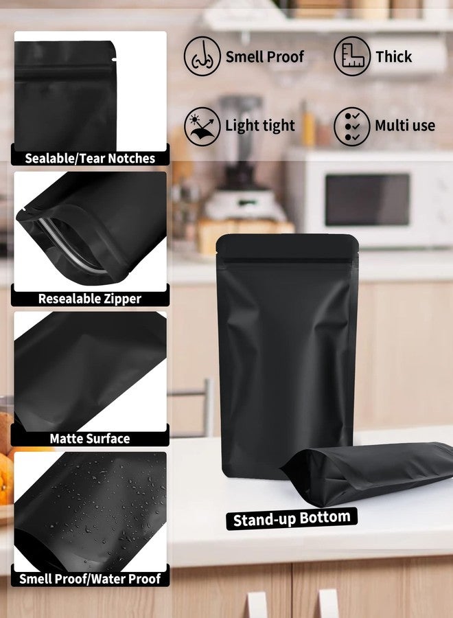FireKylin 100 Pack Resealable Stand Up Bags,Smell Proof Pouch Sealable Foil Pouch Bags for Packaging (Black, 3.5" x 5.1") - Image 3