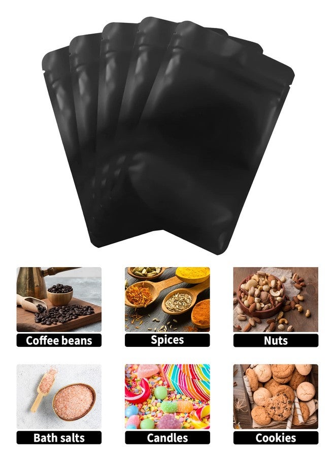 FireKylin 100 Pack Resealable Stand Up Bags,Smell Proof Pouch Sealable Foil Pouch Bags for Packaging (Black, 3.5" x 5.1") - Image 4