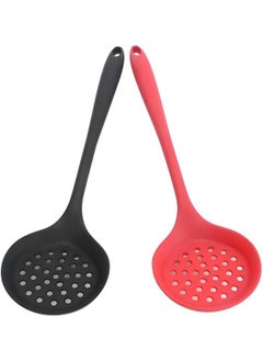 Generic Silicone Strainer Ladle With Long Handle, Non-stick, High Temperature Resistant, Granite Shape, 1 Piece Color may vary  - Image 5