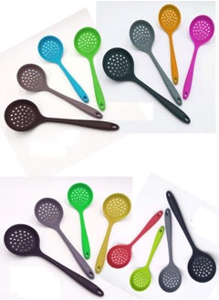 Generic Silicone Strainer Ladle With Long Handle, Non-stick, High Temperature Resistant, Granite Shape, 1 Piece Color may vary  - Image 2