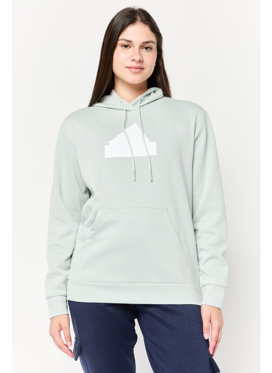 Adidas Women Sportswear Fit Long Sleeve Outdoor Hoodie, Sage Green  - Image 1