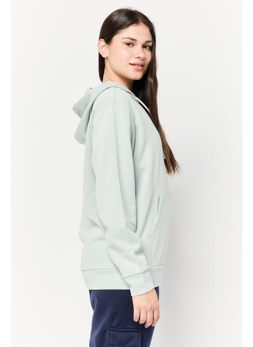 Adidas Women Sportswear Fit Long Sleeve Outdoor Hoodie, Sage Green  - Image 3