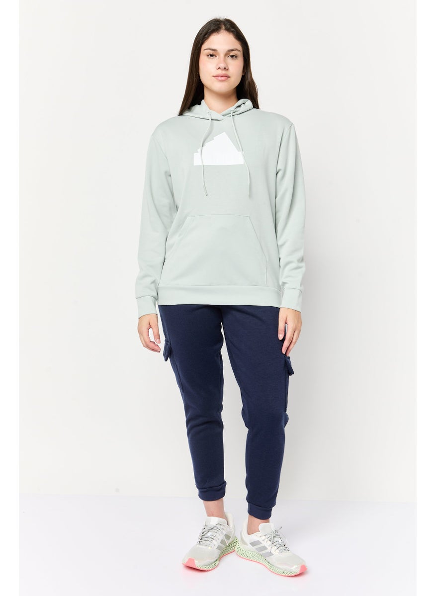 Adidas Women Sportswear Fit Long Sleeve Outdoor Hoodie, Sage Green  - Image 2