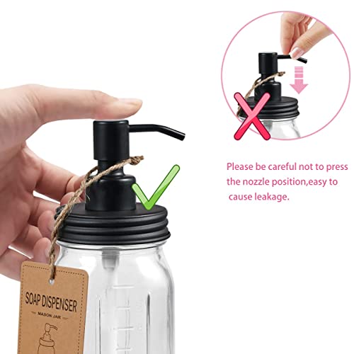 Amolliar Mason Jar Bathroom Accessories Set 4 Pcs -Lotion Soap Dispenser & 2 Cotton Swab Holders & Toothbrush Holder - Rustic Farmhouse Decor, Bathroom Home Decor, Perfect Decorating Idea (Black) - Image 2