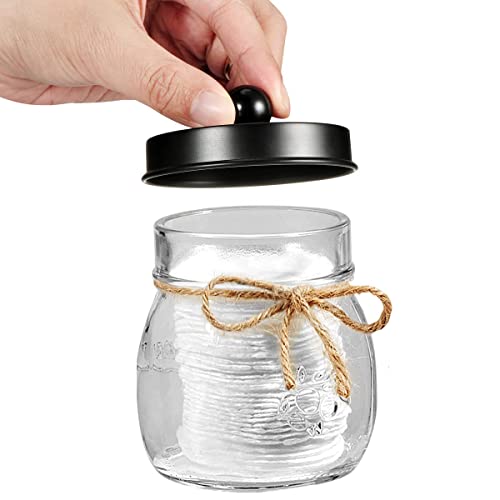 Amolliar Mason Jar Bathroom Accessories Set 4 Pcs -Lotion Soap Dispenser & 2 Cotton Swab Holders & Toothbrush Holder - Rustic Farmhouse Decor, Bathroom Home Decor, Perfect Decorating Idea (Black) - Image 3