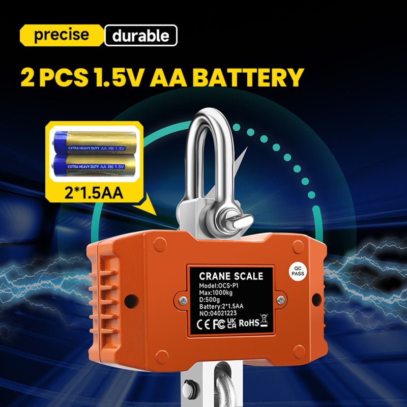 Hanging Scale, Digital Crane Scale 1000KG (2204lbs), Industrial Heavy Duty Crane Scale LCD Backlight with Unit Change/Data Hold/Tare/Zero for Construction Site Travel Market Fishing - Image 4