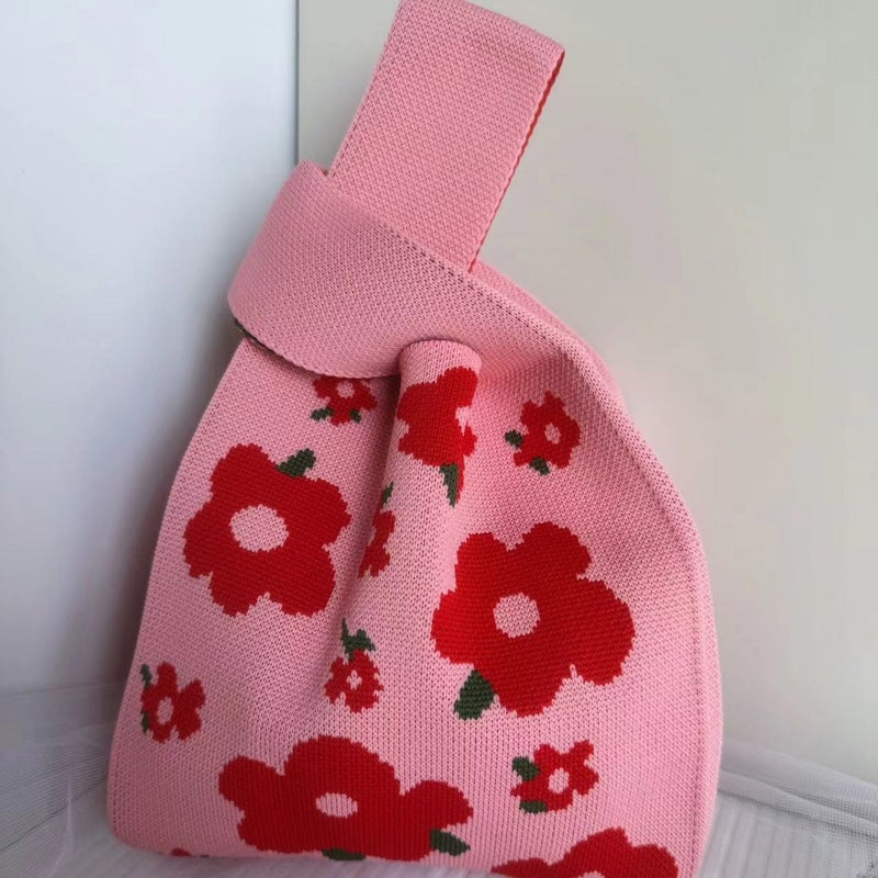 Ins Bag Knitted Bag Bow Bag Woven Bag Large Capacity Tote Bag Women - Image 5