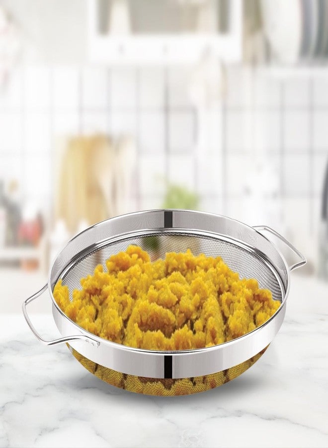 JENICO WORLD Stainless Steel Puran Jali/Chalani/Strainer | Mesh for Sieving and Pulping of Food Grain and Mango (9 NO. Medium 24CM),Silver - Image 2