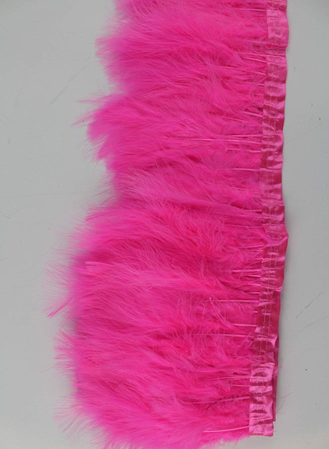 Flydreamfeathers شريط زينة من ريش الديك الرومي المارابو بطول ياردتين وارتفاع 6-7 بوصات، إكسسوارات ملابس، ريش، مادة زخرفية يمكنك صنعها بنفسك (لون وردي فاتح) - Image 2