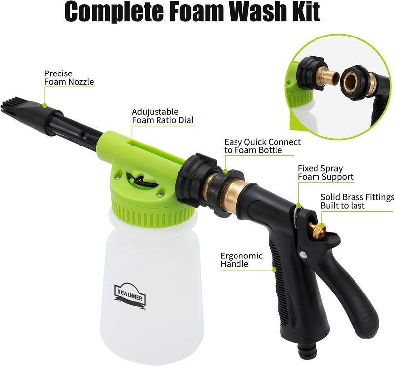 DEWINNER Car Wash Foam Canon with Cleaning Kit - Quick Connect Soap Washer Gun - Image 3