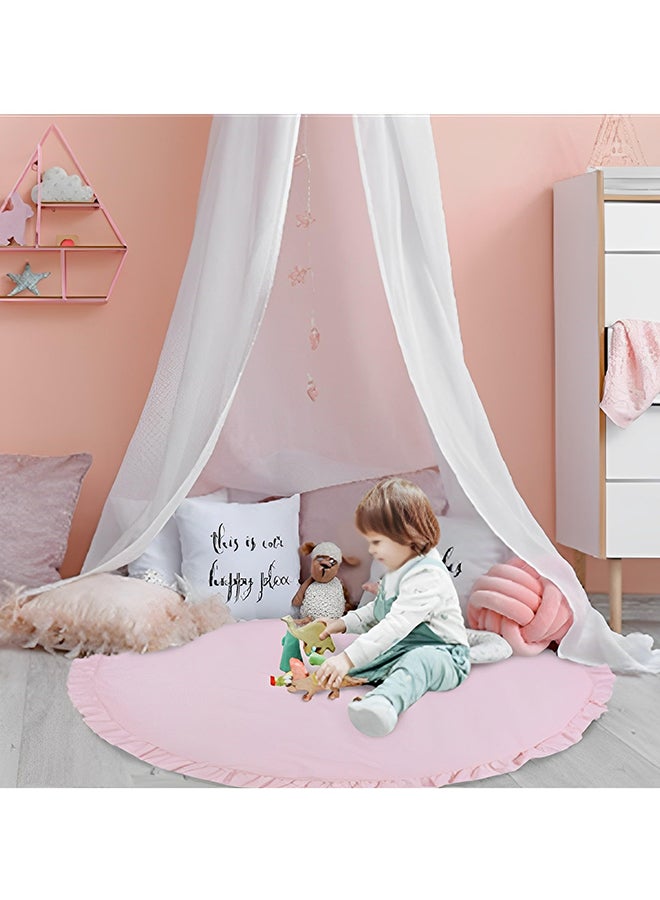 Bebiland Baby Play Mat, Baby Cotton Play Mat Soft Crawling Mat Detachable Washable,Round Ruffled Cushion Soft Breathable Crawling Pad for Nursery Room Kids Boys Girls Bedroom (Pink)  - Image 5
