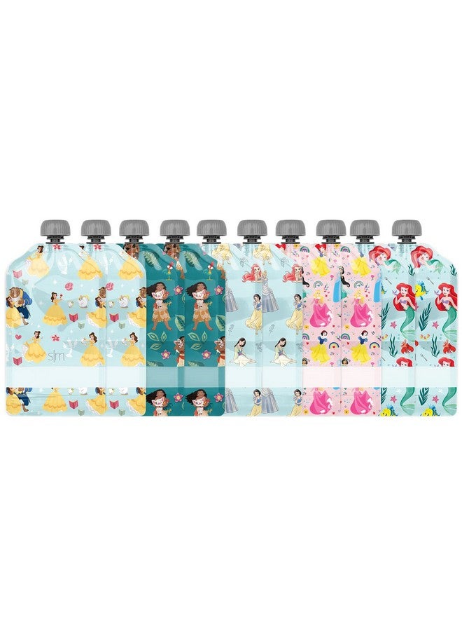 Simple Modern Simple Modern Disney Reusable Baby Food Pouches for Toddlers | BPA Free Plastic, Food Safe, Freezer Safe | Refillable for Applesauce Yogurt & Puree Squeeze Pouch | 10 pack | 5oz | Disney Princesses - Image 2