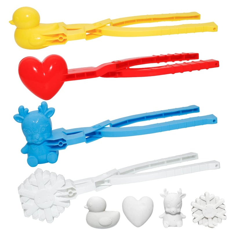 Holady 4PCS Large Size Snowball Maker ClipSnowball Maker Tool with Handle for Snow Ball Fights Snow Toys Kids Winter Outdoor ToysDeerLove HeartDuckSnowflake Shape - Image 3