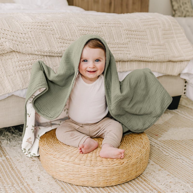 Konssy Muslin Baby Blankets for Girls Boys, 100% Cotton Crib Blanket for Baby Infant Toddler, Super Soft and Lightweight Nursery Blankets 40"x36"ï¼ˆRabbit - Image 5