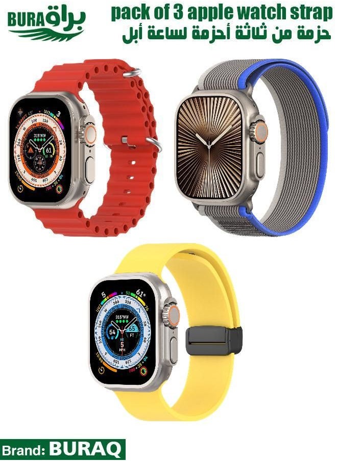 BURAQ - Apple Watch Band Strap For Apple Watch Ultra 2/Ultra 49mm, Series 10 46mm, 9/8/7 45mm, SE2/SE/6/5/4 44mm, 3/2/1 42mm - Image 1