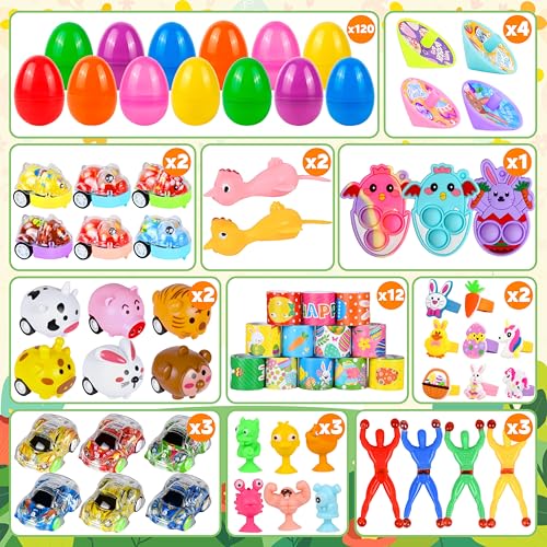 OCTERIC 360Pcs Colorful Prefilled Plastic Easter Set 120 Plactic Eggs Filled with 240 Assorted Toys Stickers Party Favors for Kids Boys Girls Toddlers Easter Eggs Hunt Basket Filler Stuffers Supplies - Image 5