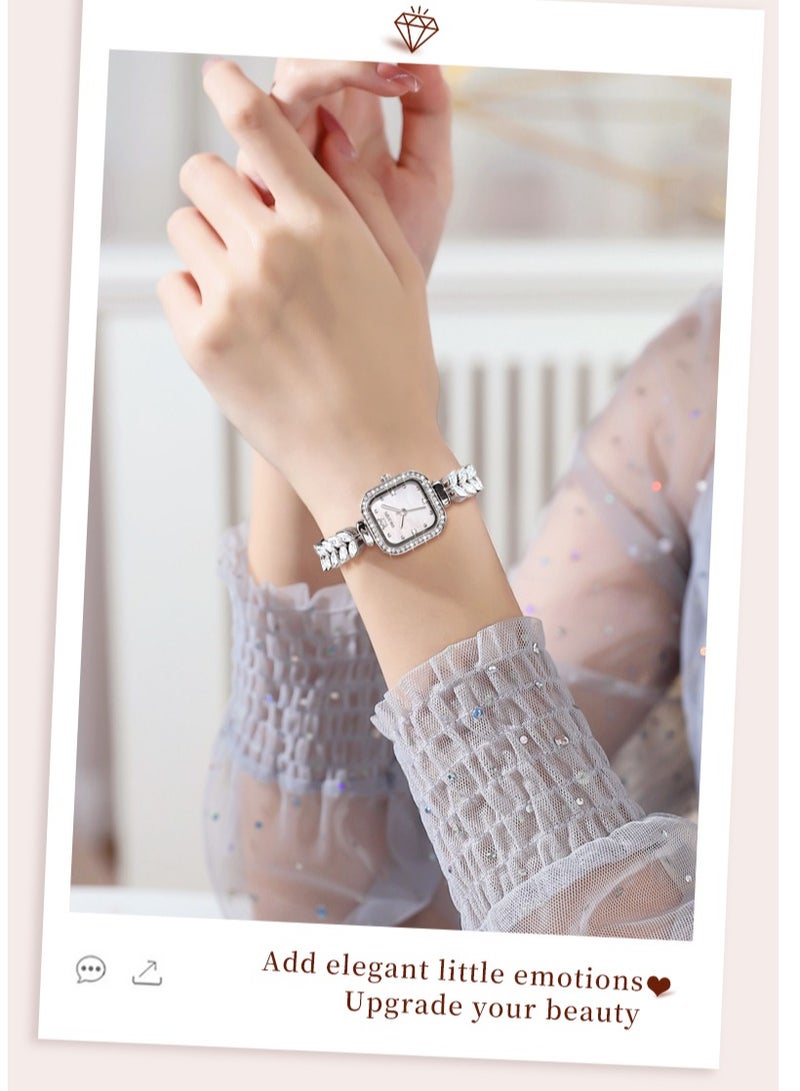 OLEVS Diamond-Studded Light Luxury Square Women's Bracelet Watch 30M Water-Resistant - Image 5