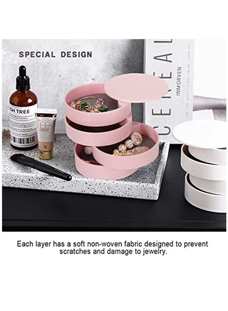 KASTWAVE Jewelry Organizer, Small Jewelry Storage Box Earring Holder for Women, 5-Layer Rotating Travel Jewelry Tray Case with Lid for Bracelets Rings Bracelets - Image 4