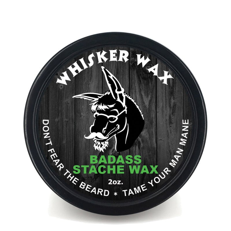 Badass Beard Care Mustache Wax For Men 2 oz Made with All Natural Butters and Waxes Medium Hold Keeps Mustache Looking and Feeling Natural and Soft
