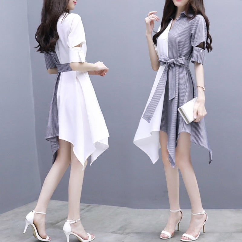 Irregular Dress New Style For Small People, Fairy Style Waist Slimming Dress, Goddess Style Summer Dress - Image 2