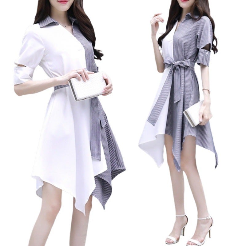 Irregular Dress New Style For Small People, Fairy Style Waist Slimming Dress, Goddess Style Summer Dress - Image 5