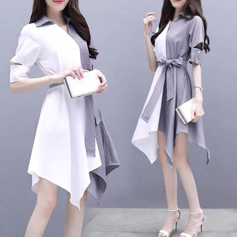 Irregular Dress New Style For Small People, Fairy Style Waist Slimming Dress, Goddess Style Summer Dress - Image 3