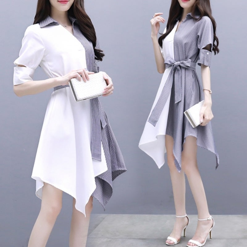 Irregular Dress New Style For Small People, Fairy Style Waist Slimming Dress, Goddess Style Summer Dress - Image 4