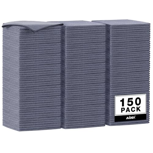 AIDEA Microfiber Cleaning Cloth Grey 150PK Microfiber Towels for Cars Premium Car Cloths Dusting Cloth Lint Free Cleaning Rags for SUVs House Kitchen Window Workshops1212 - Image 1