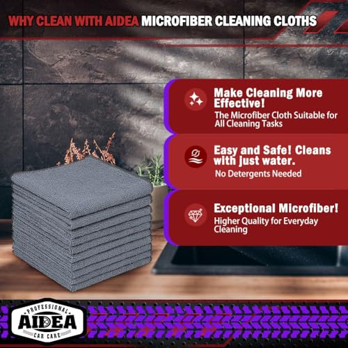 AIDEA Microfiber Cleaning Cloth Grey 150PK Microfiber Towels for Cars Premium Car Cloths Dusting Cloth Lint Free Cleaning Rags for SUVs House Kitchen Window Workshops1212 - Image 3