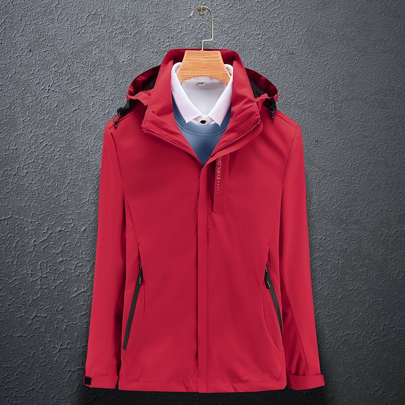 Mens Windproof Waterproof Jacket Spring Fall Thin Coat Male Gray - Image 5