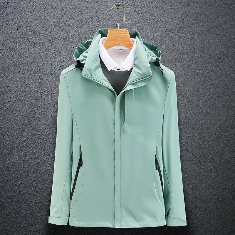 Mens Windproof Waterproof Jacket Spring Fall Thin Coat Male Gray - Image 4
