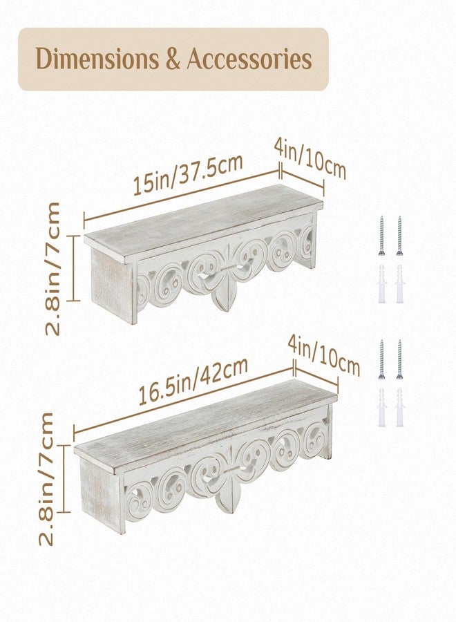 Walasis White Wall Shelves French Country Decor - Decorative Floating Shelf Antique Wood Wall Decor Farmhouse Rustic Hanging Shelves for Living Room Bedroom - Image 5