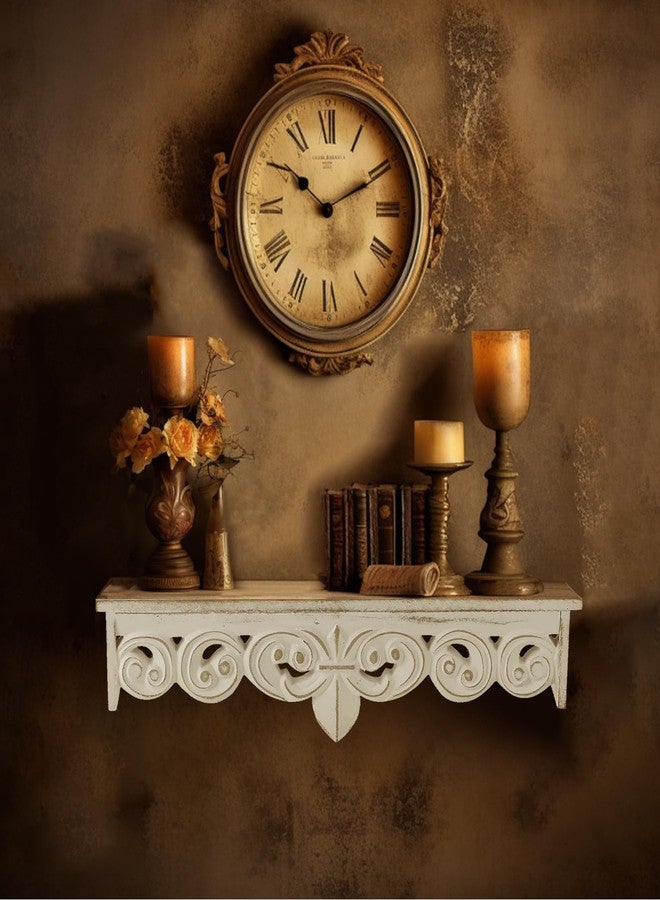 Walasis White Wall Shelves French Country Decor - Decorative Floating Shelf Antique Wood Wall Decor Farmhouse Rustic Hanging Shelves for Living Room Bedroom - Image 2