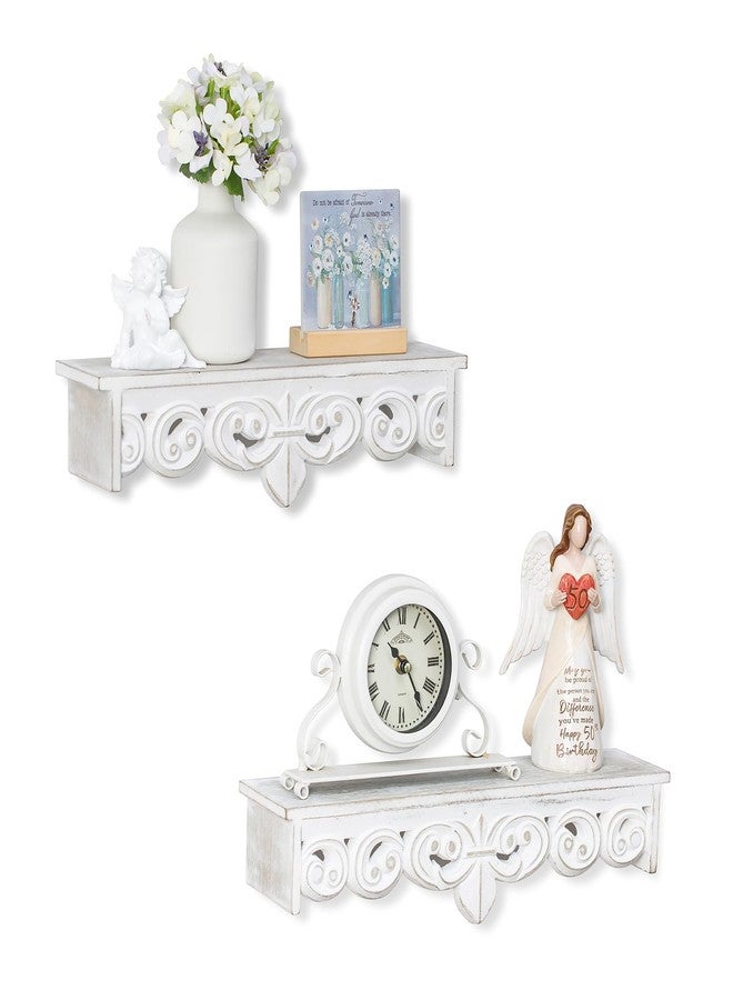 Walasis White Wall Shelves French Country Decor - Decorative Floating Shelf Antique Wood Wall Decor Farmhouse Rustic Hanging Shelves for Living Room Bedroom - Image 1