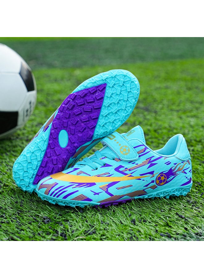 Messi Children's Football Shoes TF Short Nails - Wear-Resistant Training Shoes for Boys and Girls, Breathable Velcro, Includes Free Socks and Shin Guards
