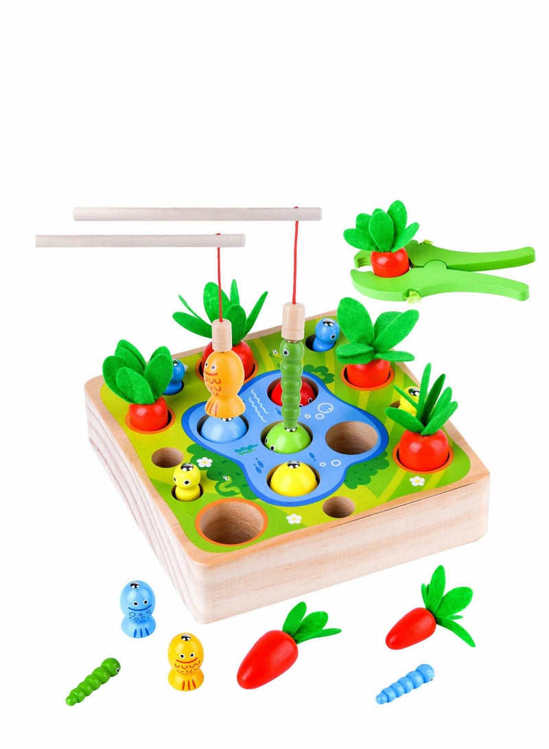 واي آند دي Montessori Toys for Toddlers Carrot Harvest Shaped & Size Matching Game Fine Motor Skill Wooden 3 4 5 Year Old Boys and Girls Baby Preschool Learning Best Gift - Image 1