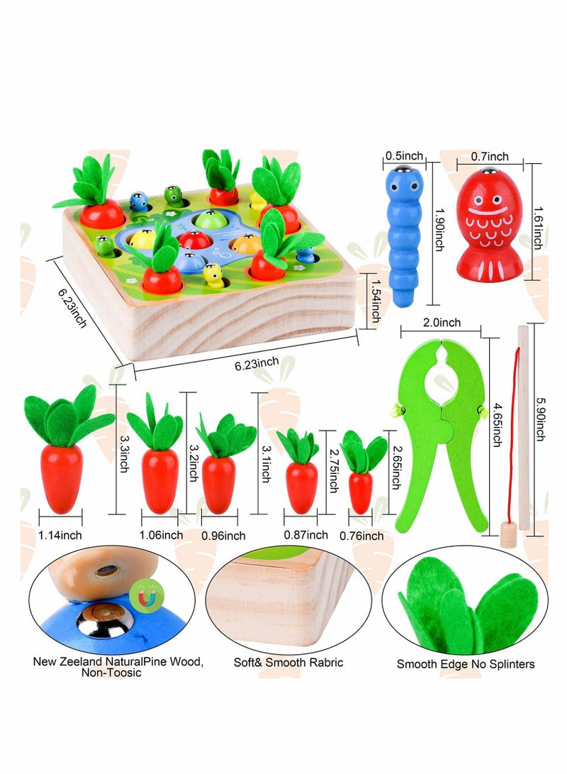 واي آند دي Montessori Toys for Toddlers Carrot Harvest Shaped & Size Matching Game Fine Motor Skill Wooden 3 4 5 Year Old Boys and Girls Baby Preschool Learning Best Gift - Image 4
