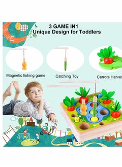 Y&D Montessori Toys for Toddlers Carrot Harvest Shaped & Size Matching Game Fine Motor Skill Wooden 3 4 5 Year Old Boys and Girls Baby Preschool Learning Best Gift  - Image 2