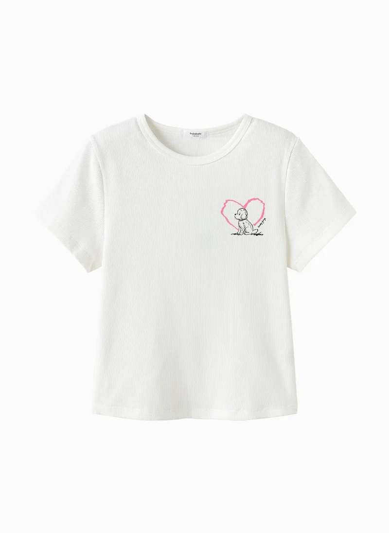 Kids Girls Round v-neck short-sleeved T-shirt